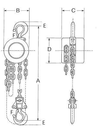 CM Series 622A, 1 Ton Hand Chain Hoist 2256A
