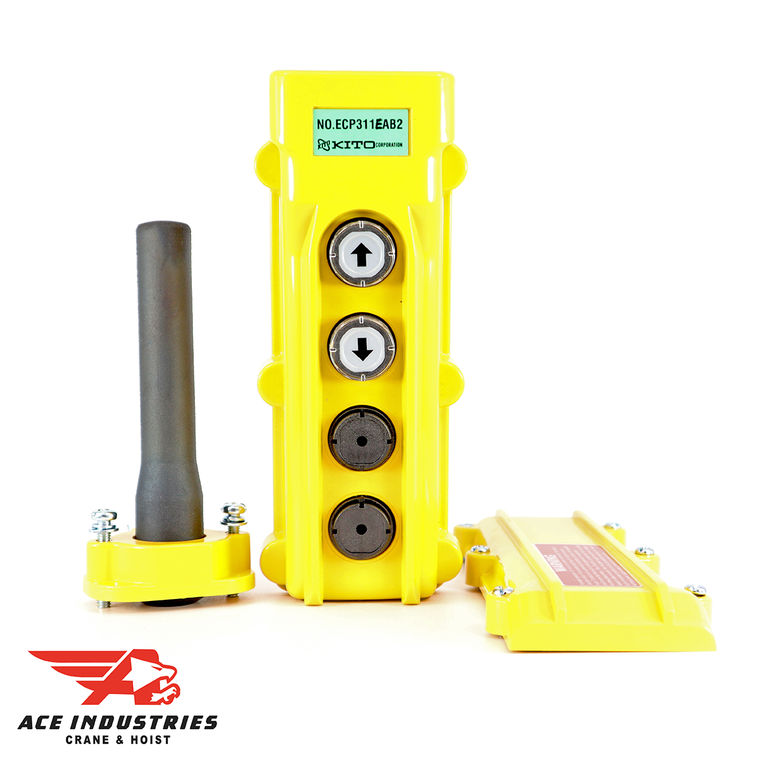 The HARRINGTON 4 PB SWITCH ASSY. ECP311EAB provides convenient control for your Harrington Hoist with 4 push buttons for up, down, start & stop. Ideal for industrial & DIY use.