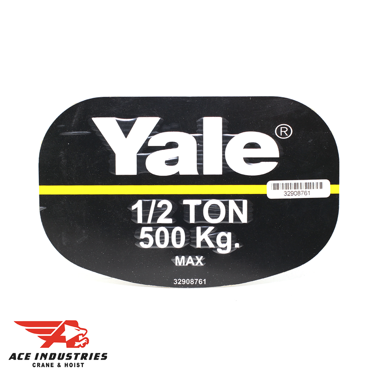 Yale Capacity Label, 1/2 Ton 500 GK - 32908761 provides clear and visible indication of material handling equipment capacity for safe use.