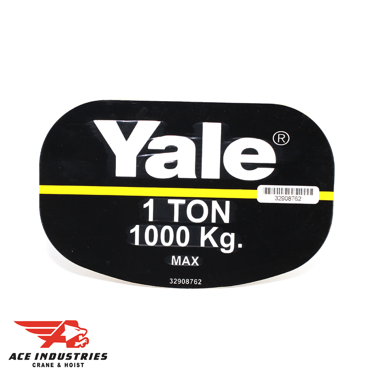 Clear and durable Yale 32908762 capacity label for accurate equipment labeling and safety compliance.