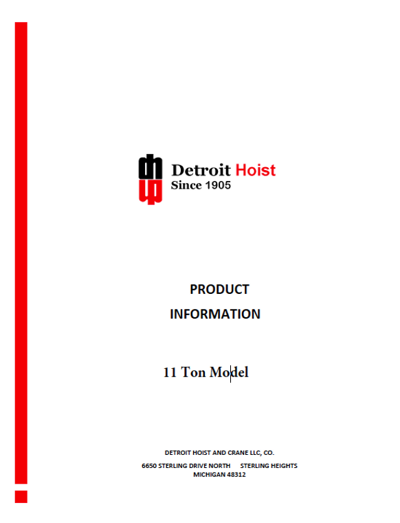 Detroit 11 Ton Wire Rope Hoist DB22M29-13 Manual