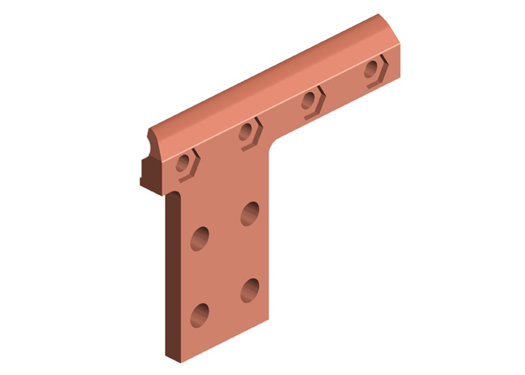 Conductix 8-Bar, Power Feed Component, Stub Half, 4-Hole, Copper