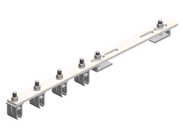 Conductix 8-Bar, Bracket, Flange, with Hanger Clamps, Plastic Snap-in, 4 on one side, 21.75 inch L