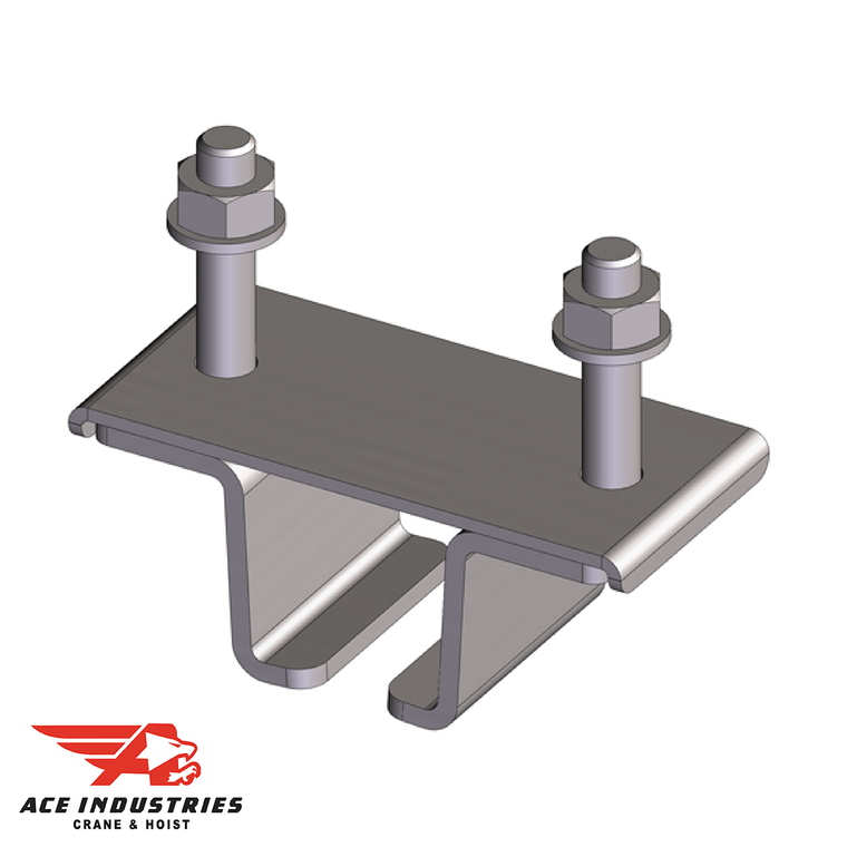 Conductix Standard Duty C-Track Hanger Bracket: Stainless steel, Z-clamp style. Reliable support for festoon track on angle iron cross arm supports.