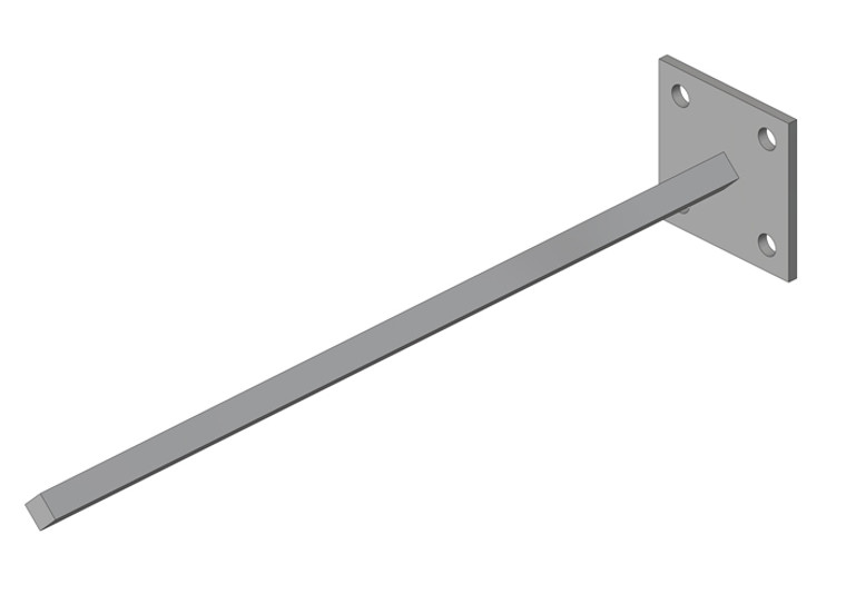 Conductix Safe-Lec 2 Collector Mounting Bar, Single-Post, 0.5 inch sq, 16 inch Length