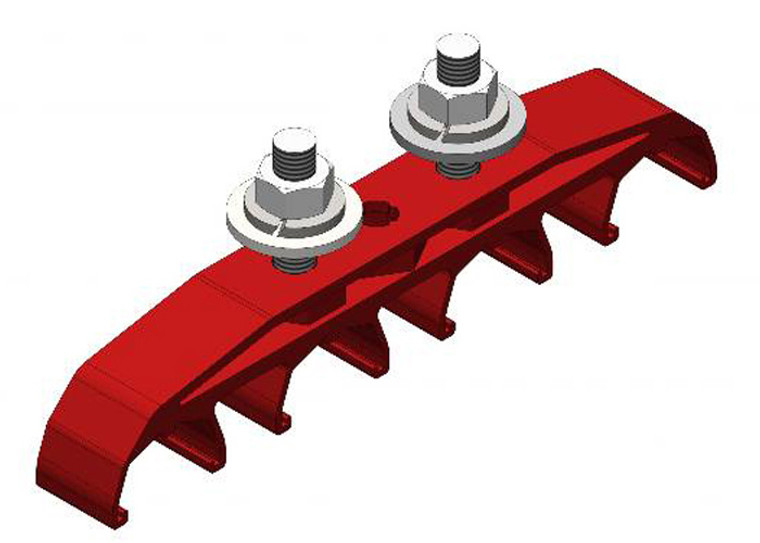 Conductix Safe-Lec 2 Hanger Clamp, 4-Pole, Lateral Mount, 2-Bolt, Med Heat, Red Polycarbonate