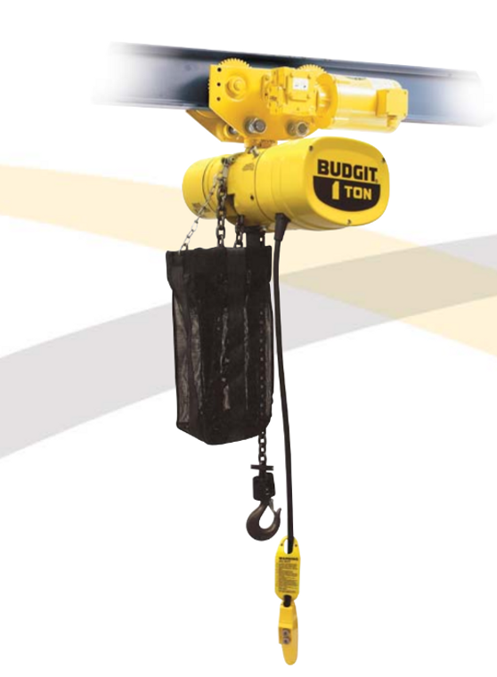 Budgit Manguard 1/4 Ton Electric Hoist 32 fpm, Three Phase with motorized trolley