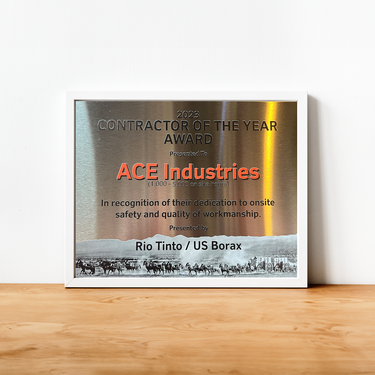 Ace Industries contractor of the year award