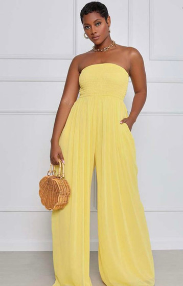 By The Ocean Wide Leg Jumpsuit (Yellow)