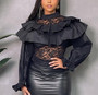 Shontae Ruffle Lace Blouse (Black)