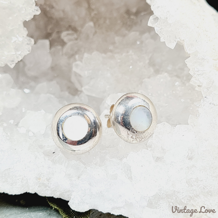 Clear Crystal Round 925 Silver Stud Earrings