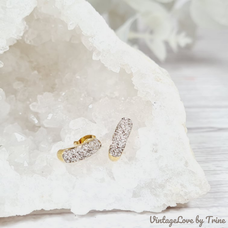 Cubic Zirconia Detail and Gold Plated Sterling Silver Earrings 