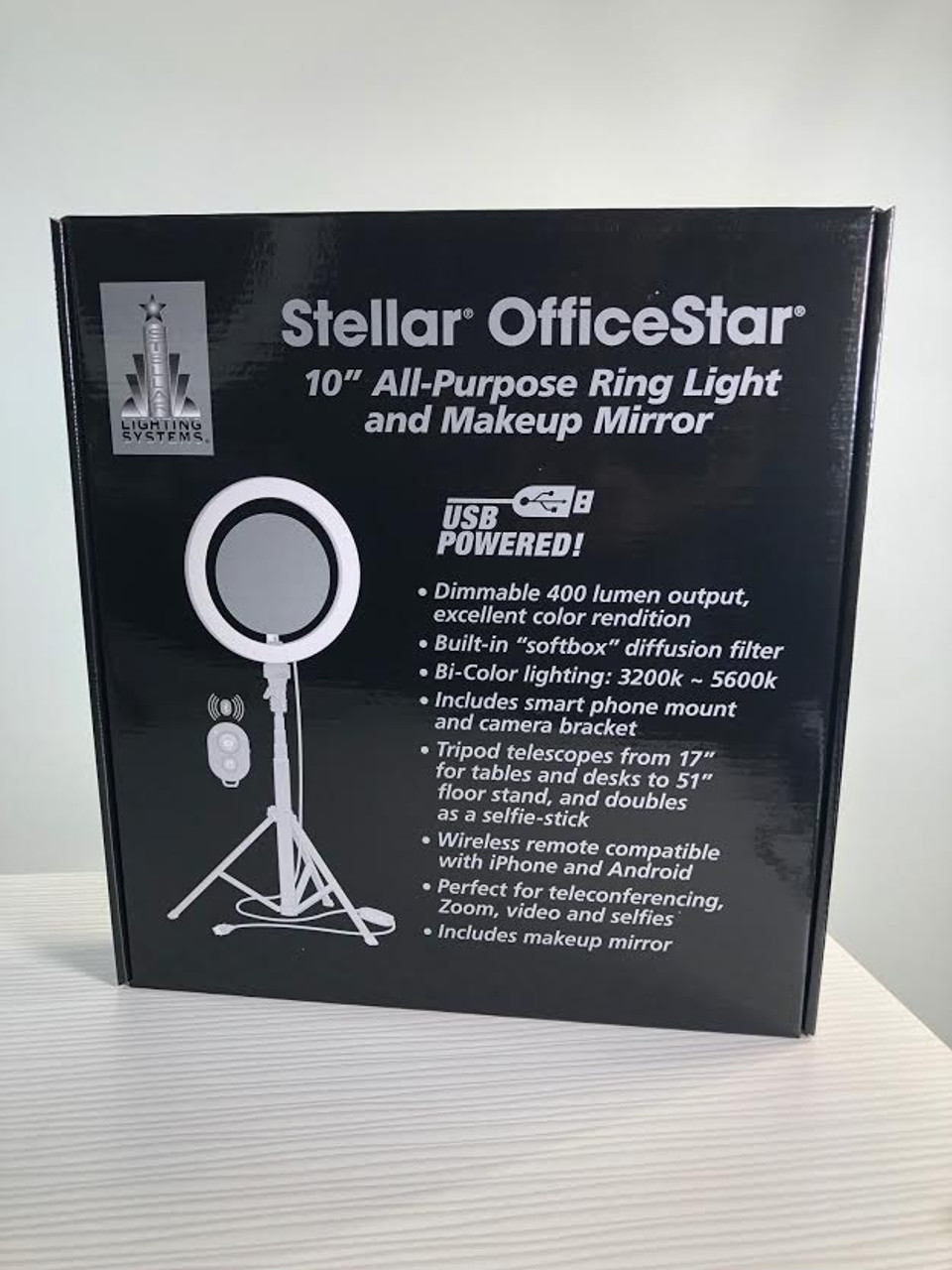 Stellar  10"  Ring Light  Office Star /Bicolor-Dimmable + Ajustable  Stand