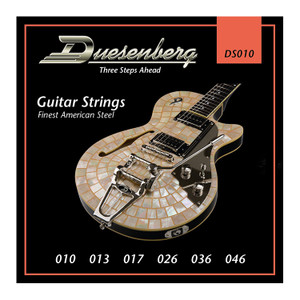 Duesenberg strings - The real deal.
Because if you want good tone, you need good strings.

Gauge: 010 | 013 | 017 | 026 | 036 | 046
Finest Steel Strings made in USA - nickel wound.