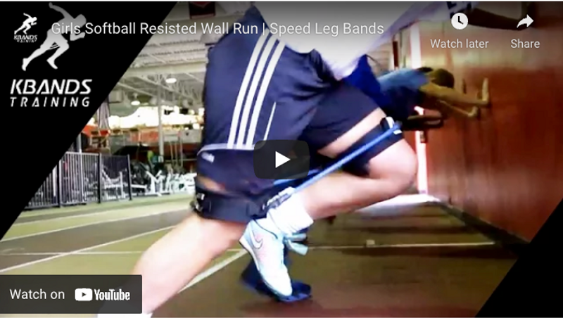 Use Kbands To Strengthen Hip Muscles | Girls Softball Resisted Wall Run