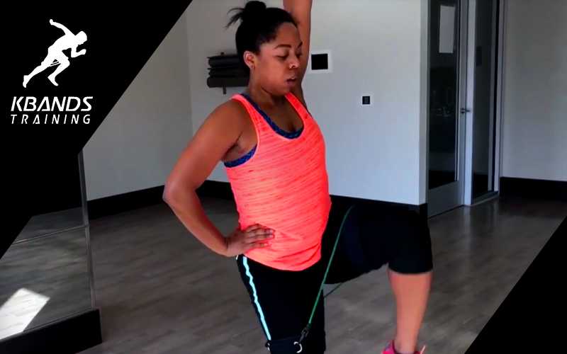 Reverse Lunge Overhead Press With Resistance Bands