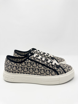 Ferragamo Men's Anson Gancini Print Low-Top Sneakers