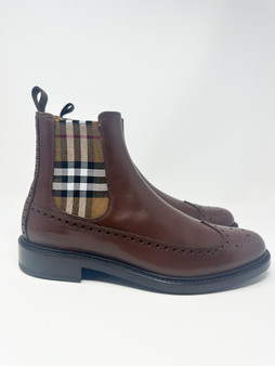 Men’s Tanner Check Pull On Chelsea Boots Brown