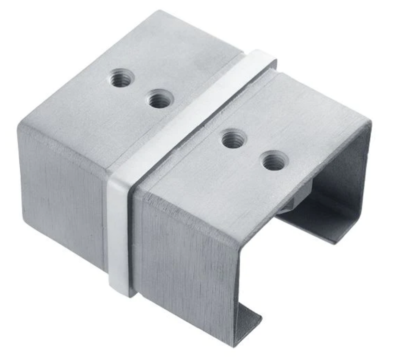 CAP RAIL SQUARE 1 5/8 connector 180 degree BRUSHED STAINLESS