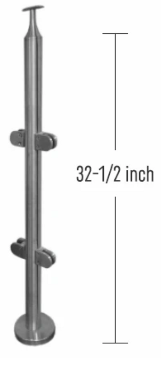 ROUND END RAILING POST SET 36" BRUSHED STAINLESS