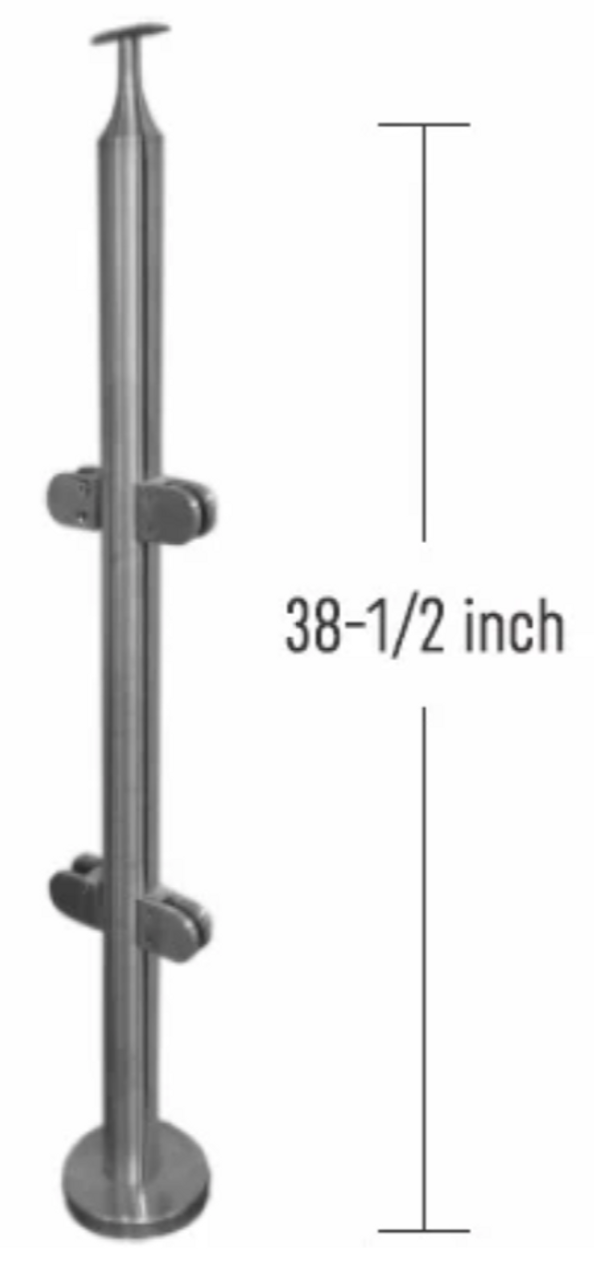 ROUND MIDDLE RAILING POST SET 42" BRUSHED  STAINLESS