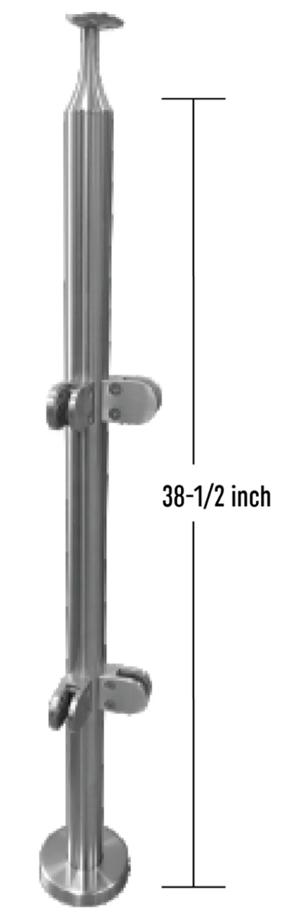 ROUND CORNER RAILING POST SET 42" BRUSHED STAINLESS