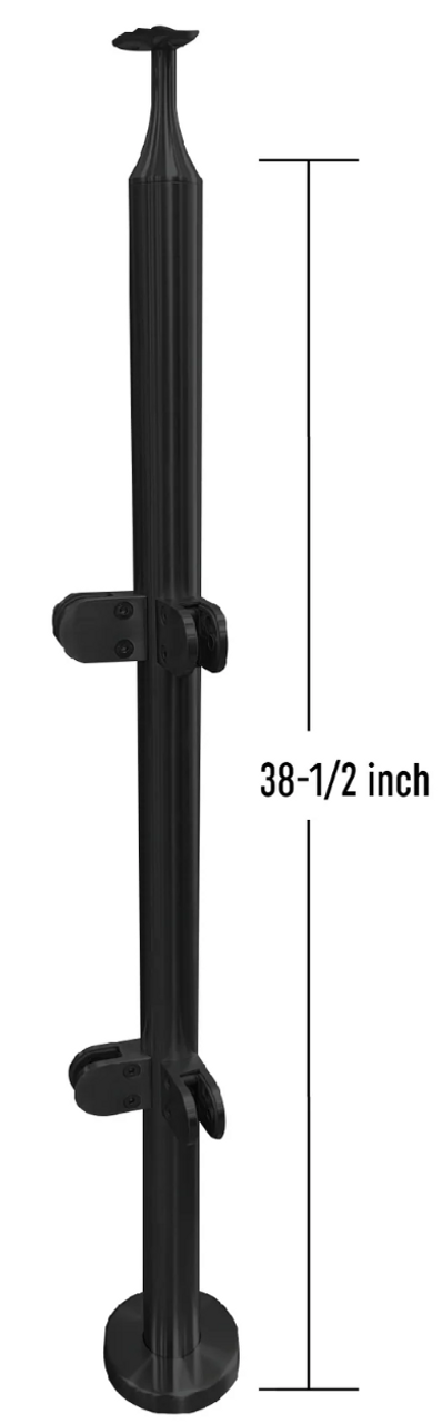 ROUND CORNER RAILING POST SET 42" MATTE BLACK