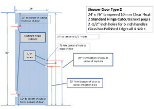 Prefabricated Shower Doors - 10 MM Tempered Glass - 24x76 in for 6" B2BDH Prefabricated Shower Doors - 10 MM Tempered Glass - 24x76 in for 6" B2BDH