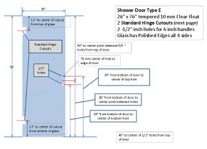 Prefabricated Shower Doors - 10 MM Tempered Glass - 26x76 in for 6" B2BDH Prefabricated Shower Doors - 10 MM Tempered Glass - 26x76 in for 6" B2BDH