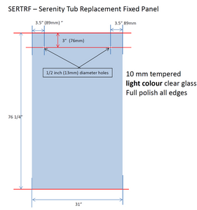 SimplicitySlider Glass - Tub Replacement FIXED PANEL