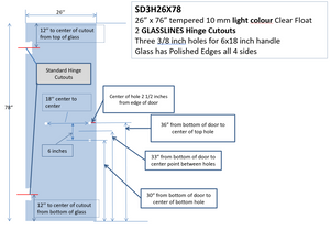 SHOWER DOOR 3 HOLE 26X78 SHOWER DOOR 3 HOLE 26X78