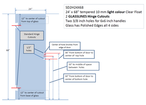 SHOWER DOOR 24X68-2 holes for 6X6 handle SHOWER DOOR 24X68-2 holes for 6X6 handle