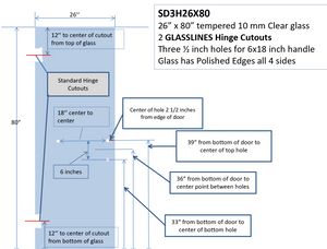 SHOWER DOOR 3 HOLE 26X80 SHOWER DOOR 3 HOLE 26X80