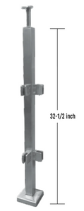CORNER RAILING POST SQUARE SET 36" OVERALL BRUSHED STAINLESS