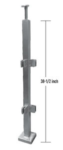 SQUARE CORNER RAILING POST SET 42" OVERALL BRUSHED STAINLESS
