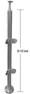 ROUND CORNER RAILING POST SET 36" OVERALL BRUSHED STAINLESS