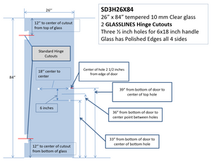 SHOWER DOOR 3 HOLE 26X84 SHOWER DOOR 3 HOLE 26X84