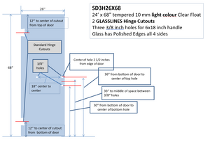 SHOWER DOOR 3 HOLE 26X68 SHOWER DOOR 3 HOLE 26X68