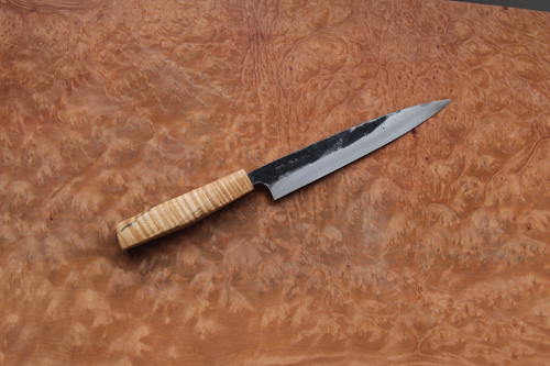 Utility/ Sashimi knife. Tiger Maple handle with blue #1 steel Kurouchi Sashimi 