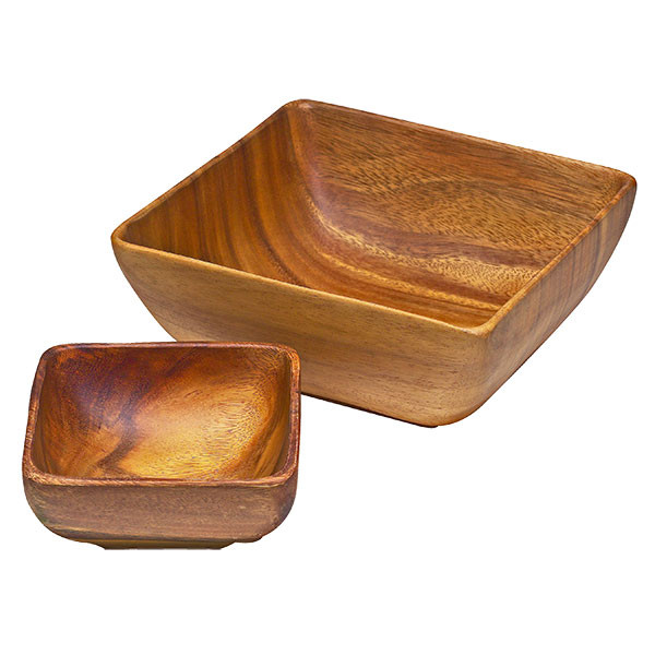 Small Square Wooden Bowl -6"