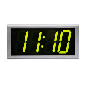 Inova On-Time Wall Clock ONT4SS-G Stainless Steel Case with 4 Digit Green LED