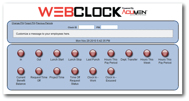 WebCLOCK Web Browser-Based Employee Time & Attendance Software