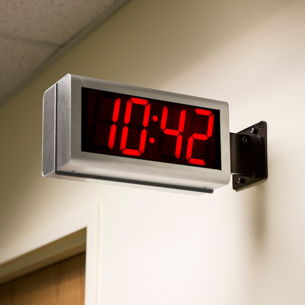 Inova On-Time Wall Clock ONT4DSSS Double Sided Wall Clock - Stainless Steel with Red LED