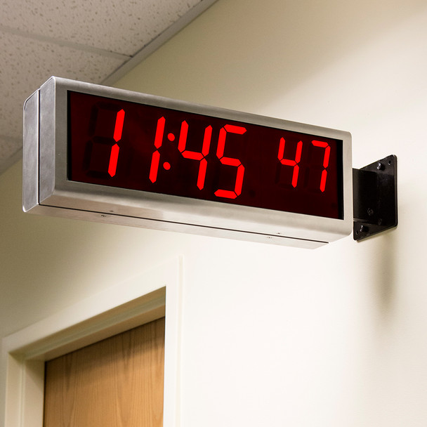 Inova On-Time Wall Clock ONT6DSSS Double Sided Wall Clock -  Stainless Steel Case with Red LED