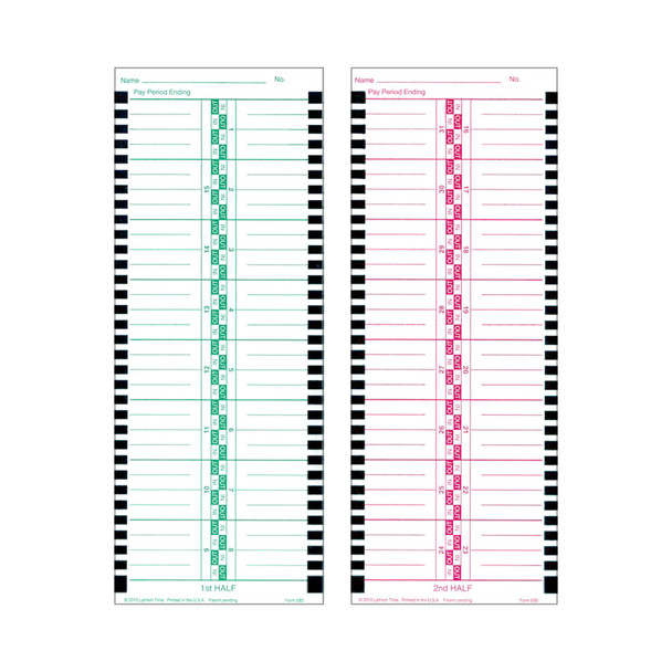 Lathem E8 Thermal Semi-Monthly Time Cards - Box of 1000