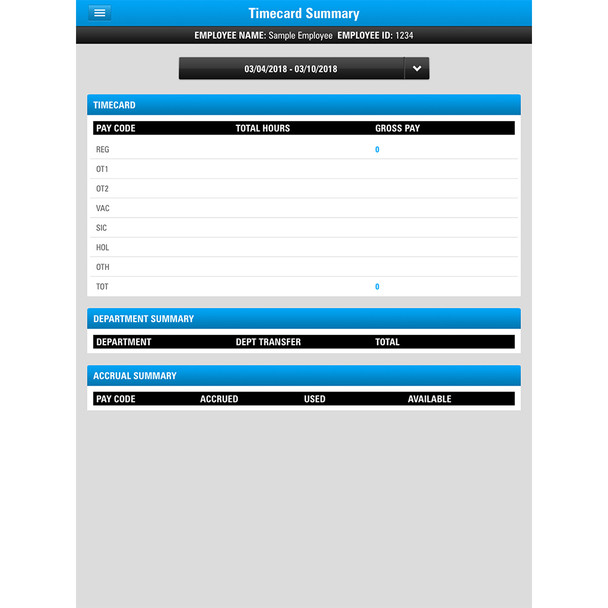 Employees can see their own timecard (if given permission) on the smartphone app.