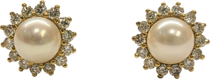18K Gold Pearl Stud Earrings