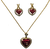 14K Gold Diamond Ruby Heart Pendant, Necklace & Earring Set 14K Gold Diamond Ruby Heart Pendant, Necklace & Earring Set