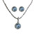 14K Gold Aquamarine Diamond Pendant Necklace & Earring Set
