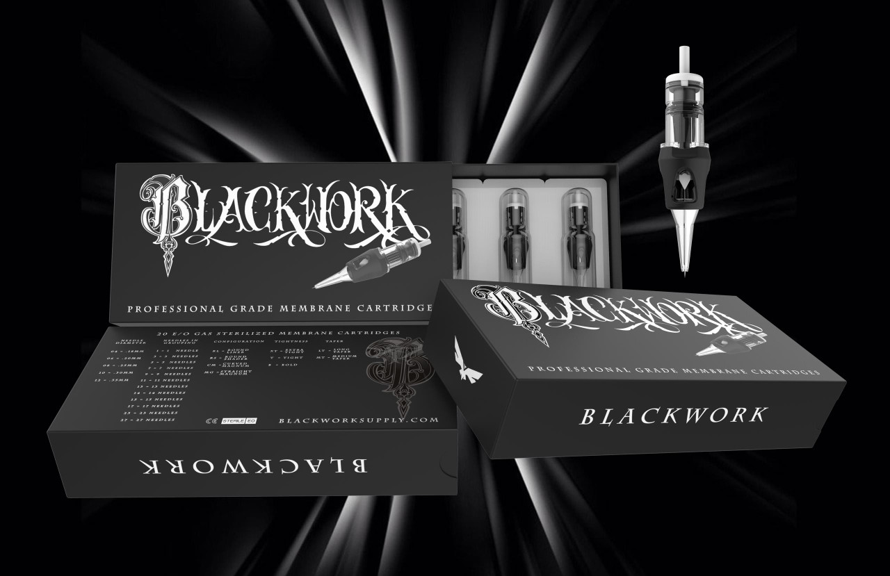 BLACKWORK CARTRIDGES- 12/11-RS-LT (ROUND SHADER)(LONG TAPER)(CARTRIDGE NEEDLES)